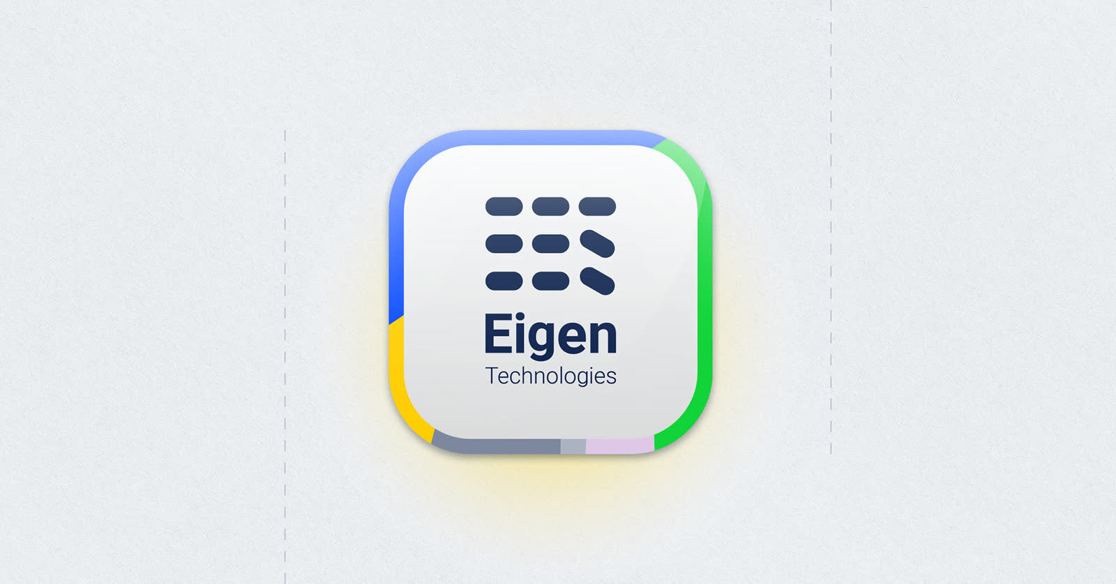 Eigen Technologies app icon with the refreshed rounded-square identity and multicolour edge.