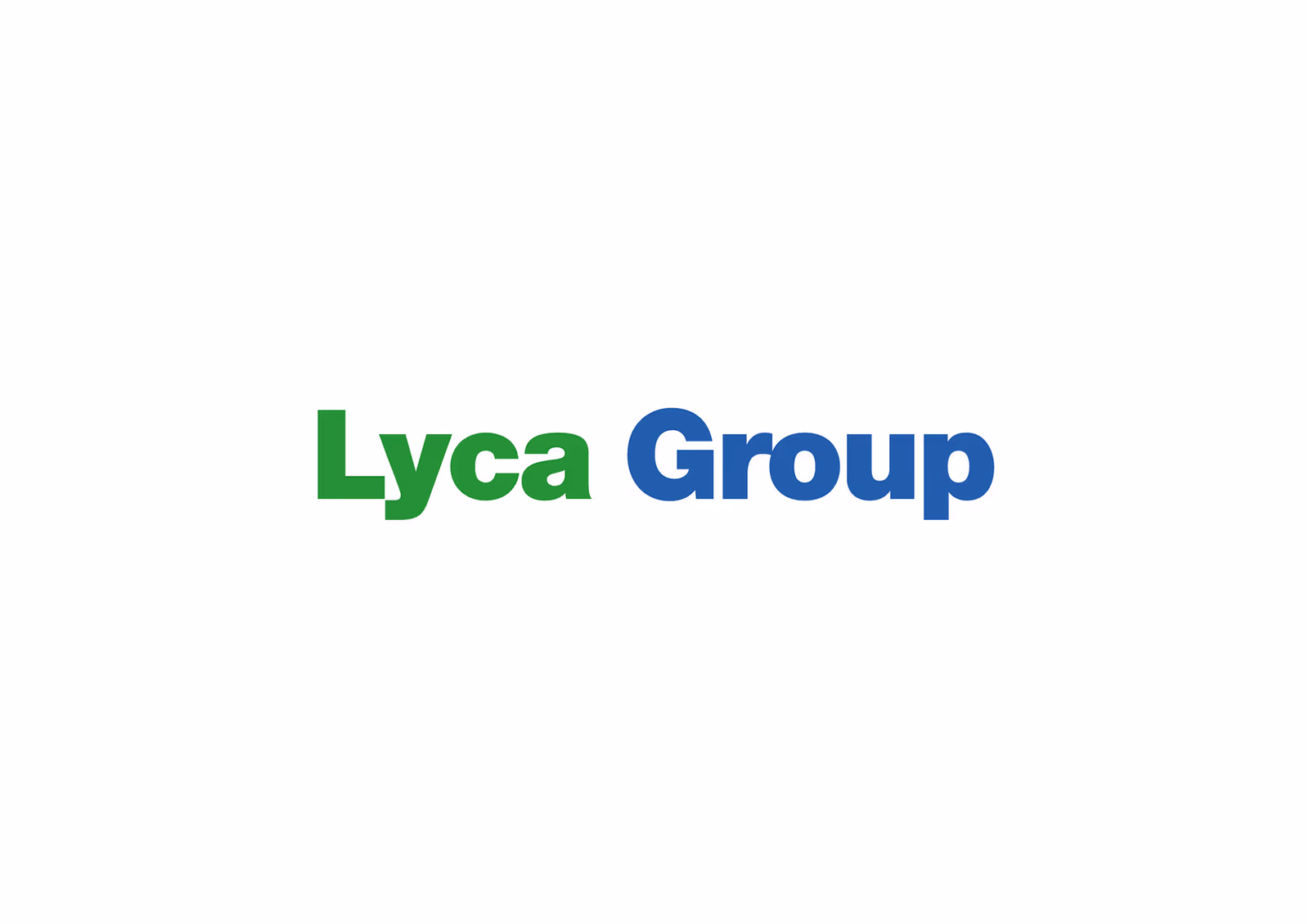The earlier Lyca Group wordmark in green and blue on white.